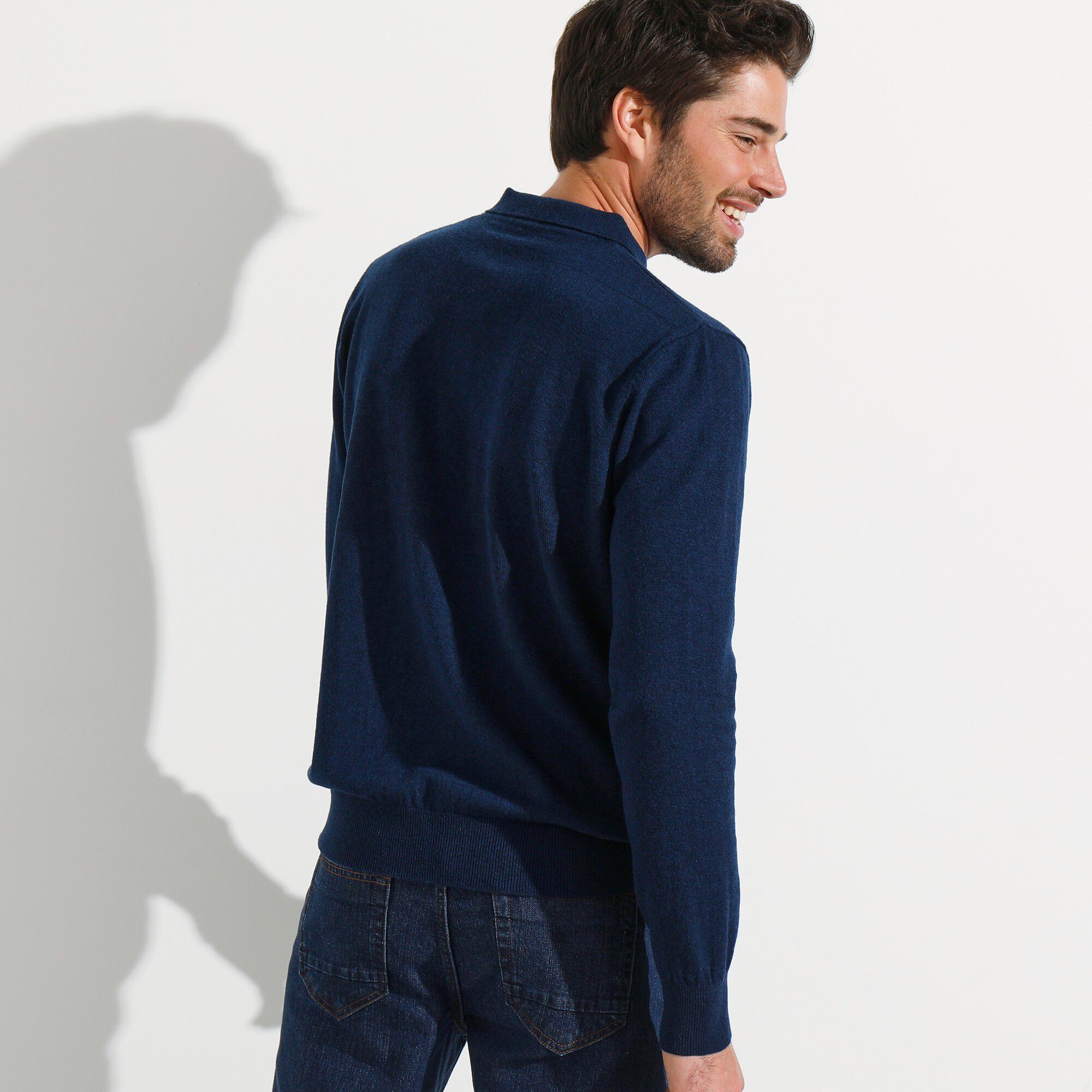 Pull col polo boutonné 80% laine