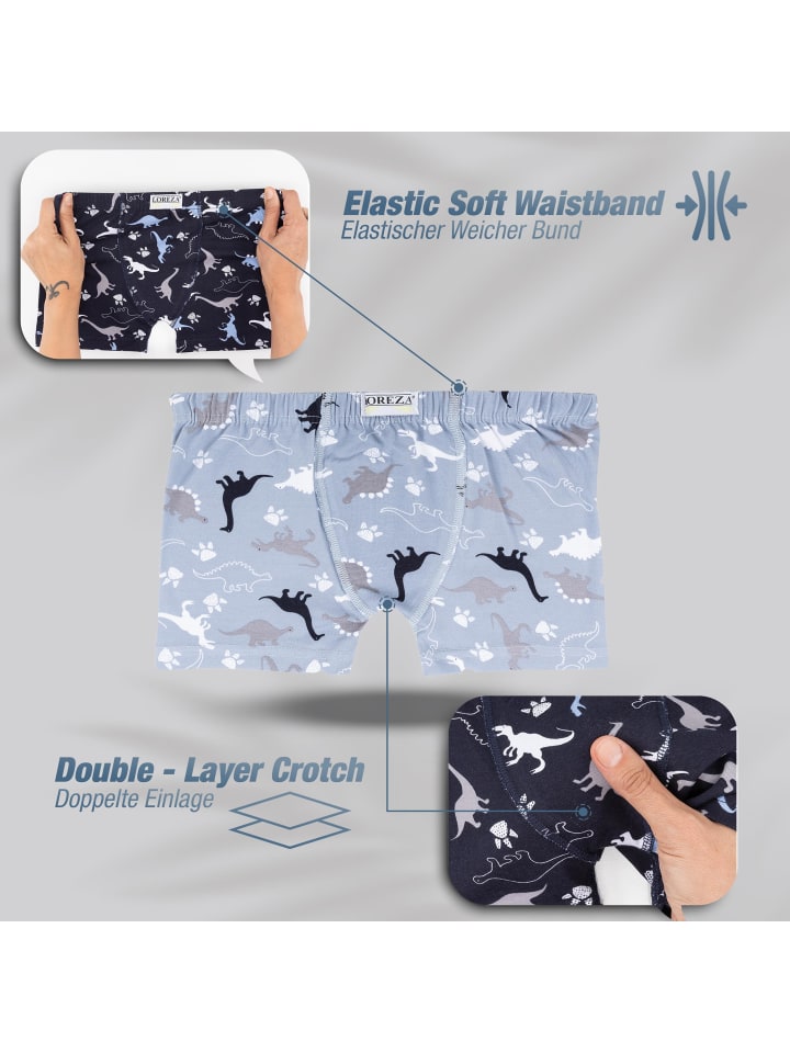 LOREZA 10er Set Boxershorts - Dinosaurier- Bunt günstig kaufen