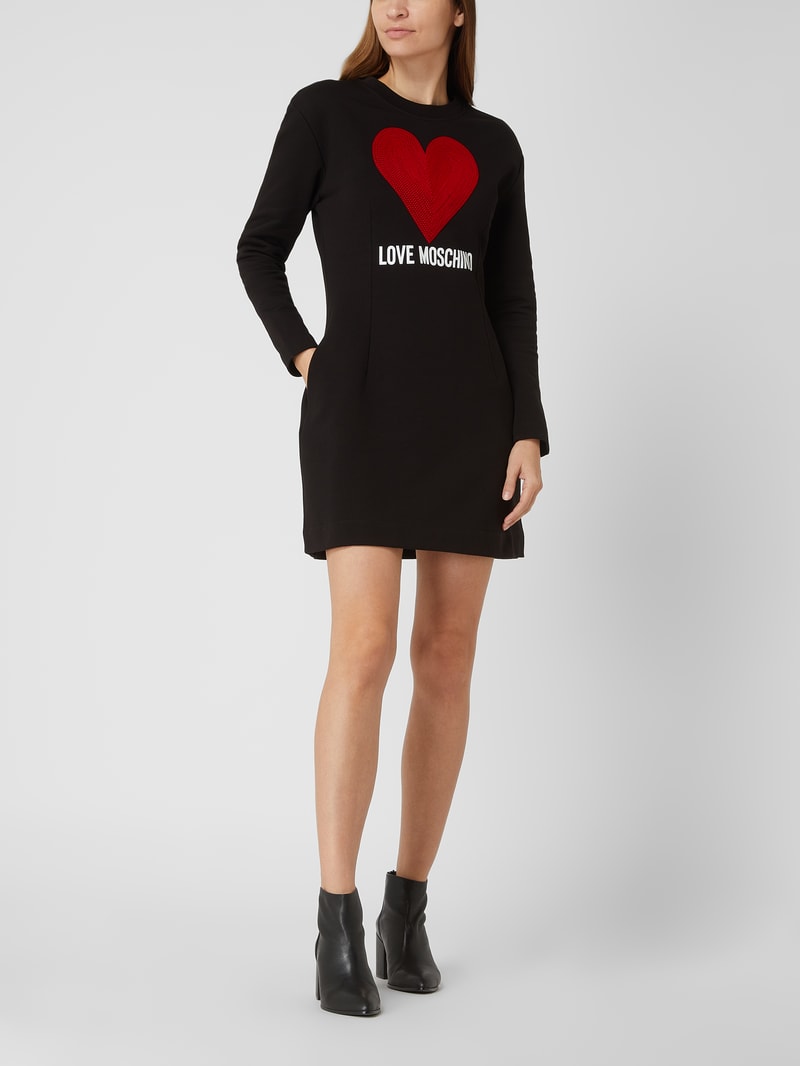 Sweatkleid mit Pailletten in schwarz