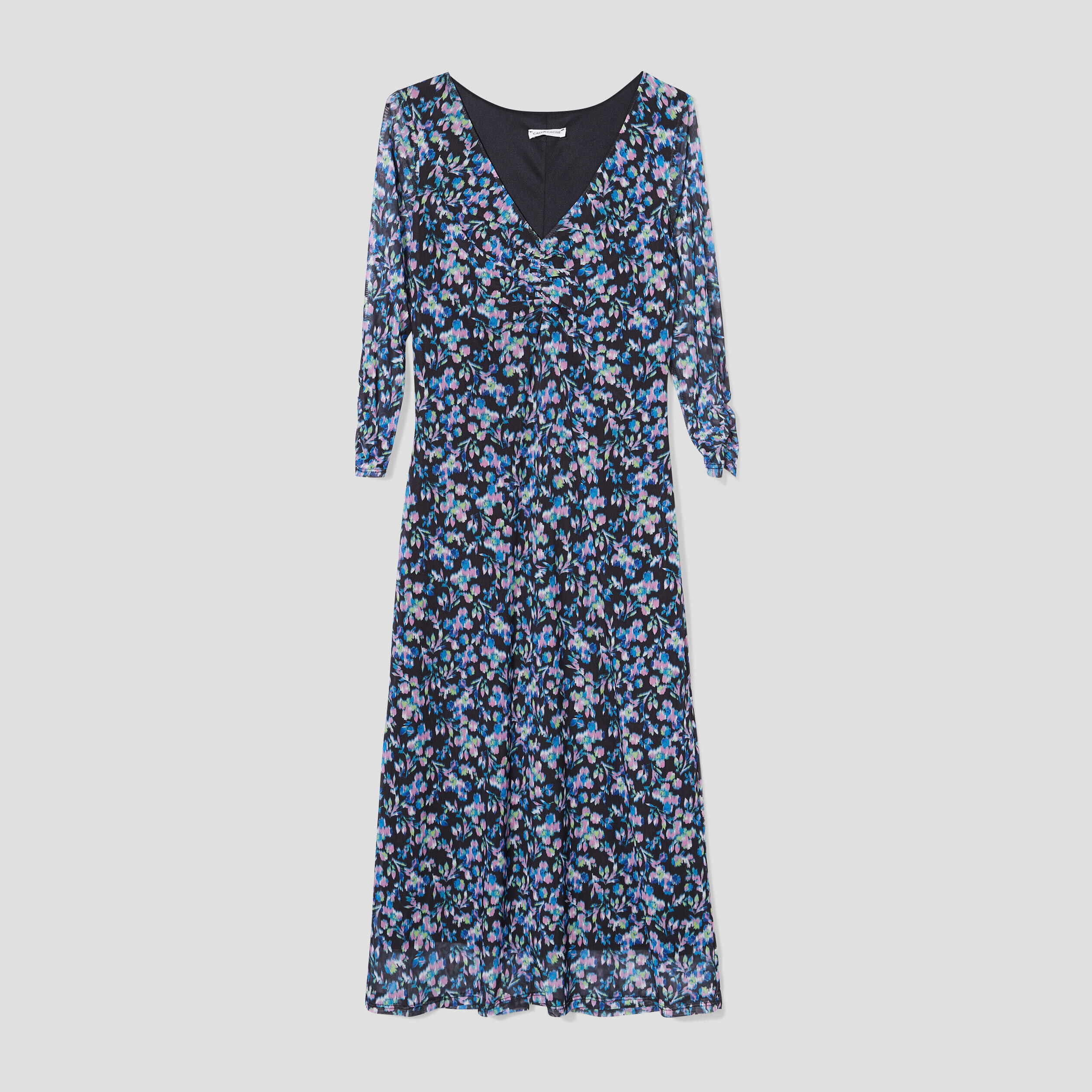 Robe évasée manches 3/4 noir femme | Cache Cache