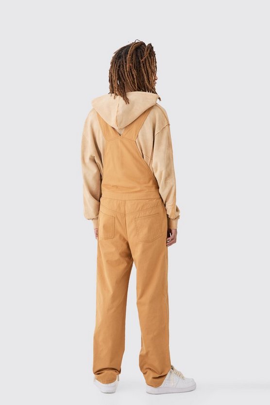 Lockere Twill-Latzhose mit Logo und Reißverschluss