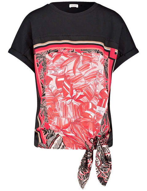 Kurzarmshirt mit Knotendetail und Frontprint