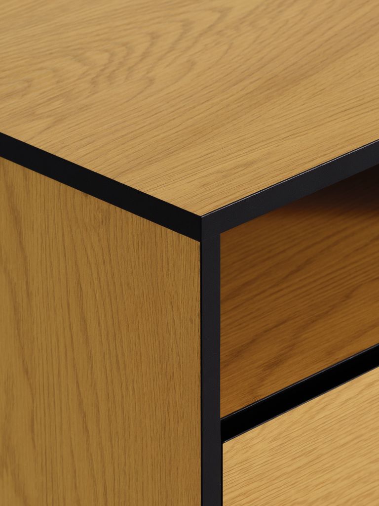 ODENSE Stolik nocny ODENSE 2 szuflady kolor dąb/czarny