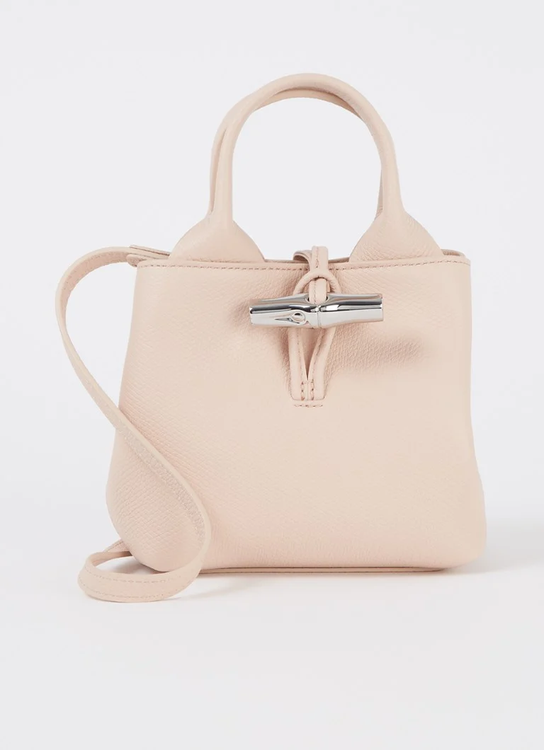 Geantă din piele Longchamp Le Roseau XS cu curea de umăr detașabilă.