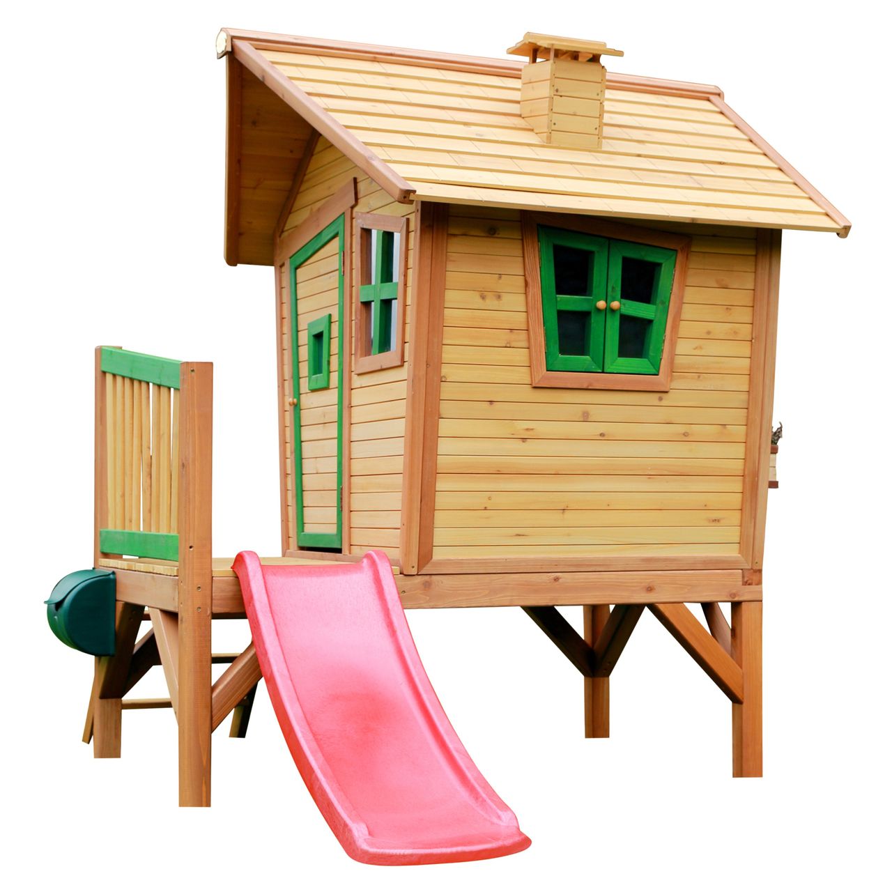 AXI Robin Spielhaus Braun/Grün - Rote Rutsche