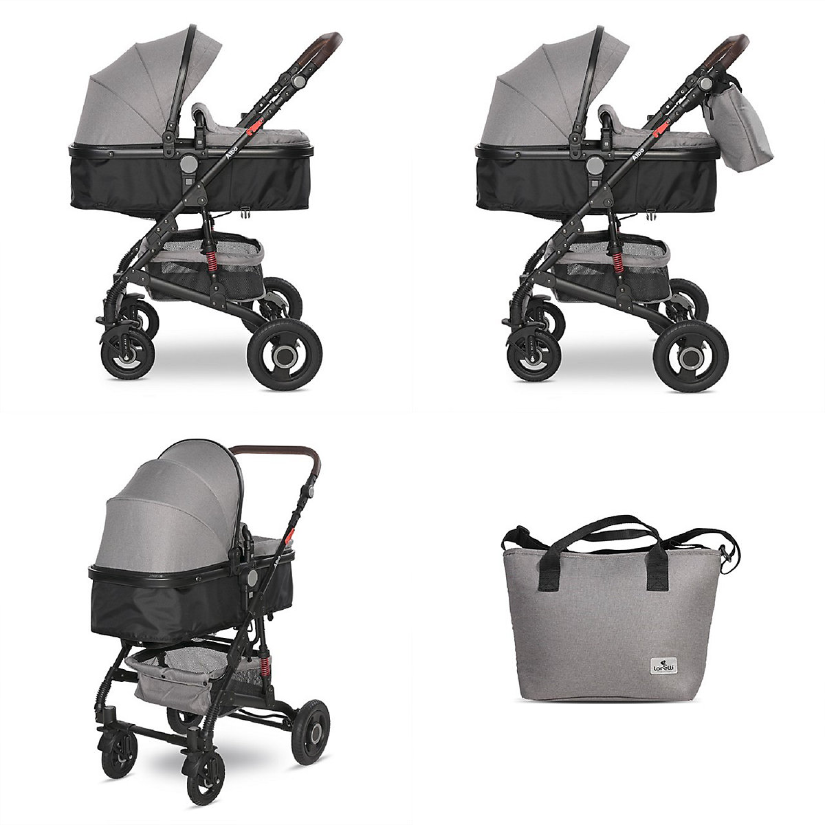Kinderwagen Alba 2 in 1, Babywanne als Sportsitz einsetzbar, Gummireifen Kombikinderwagen