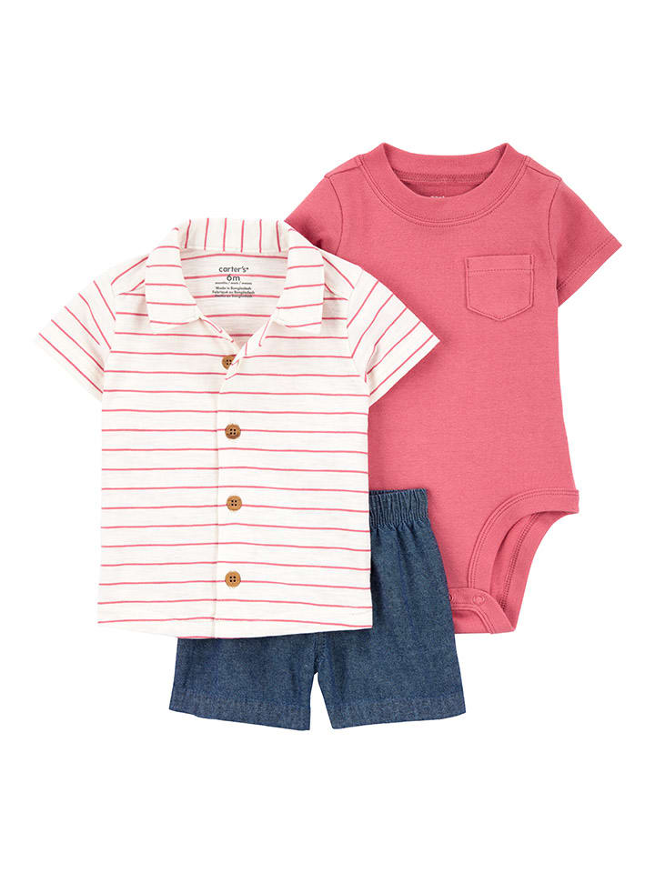 carter's 3tlg. Outfit in Pink/ Dunkelblau günstig kaufen