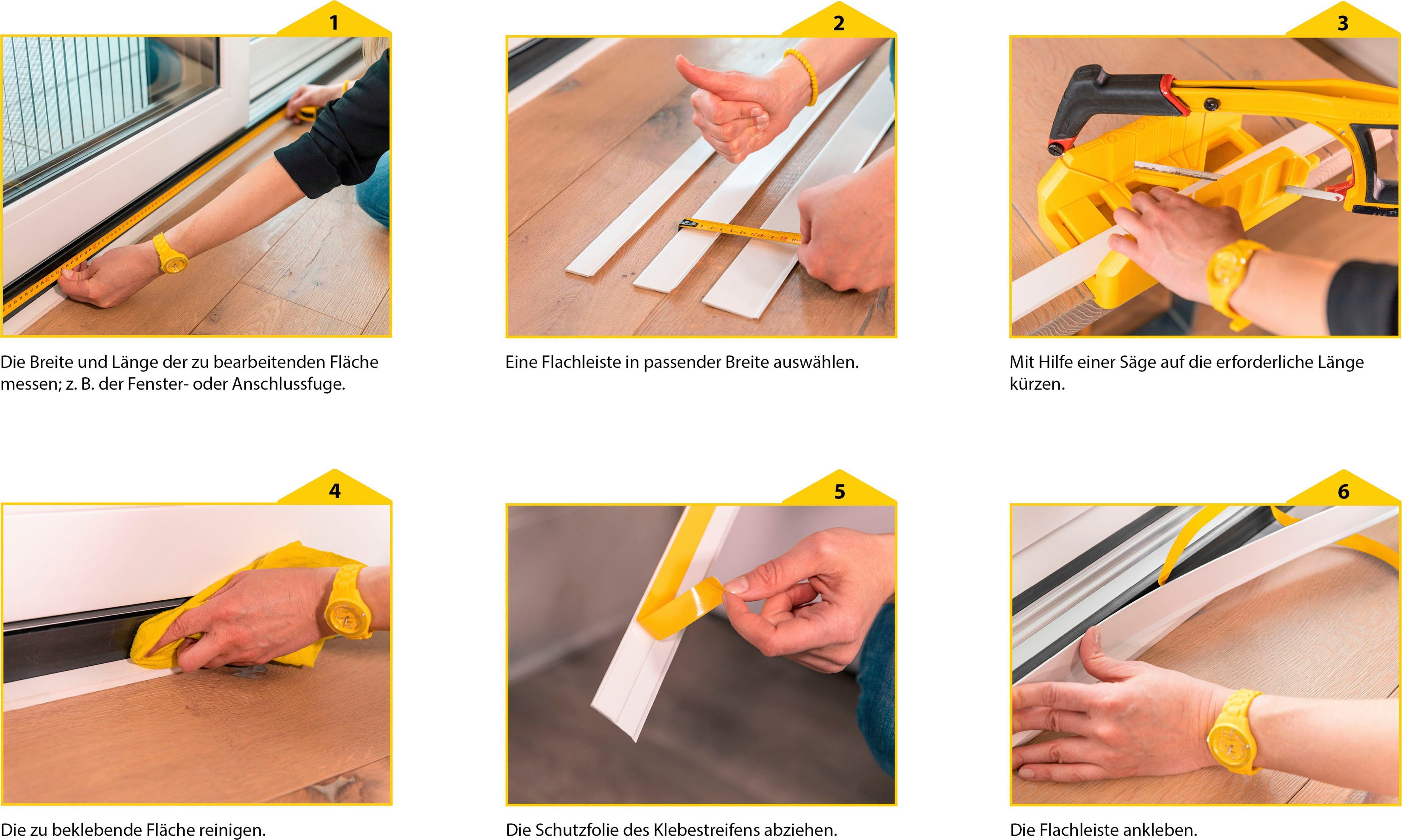 SCHELLENBERG Zierleiste PVC-Flachleiste, selbstklebend, selbstklebend, 1,5 m Länge, 4 cm Breite