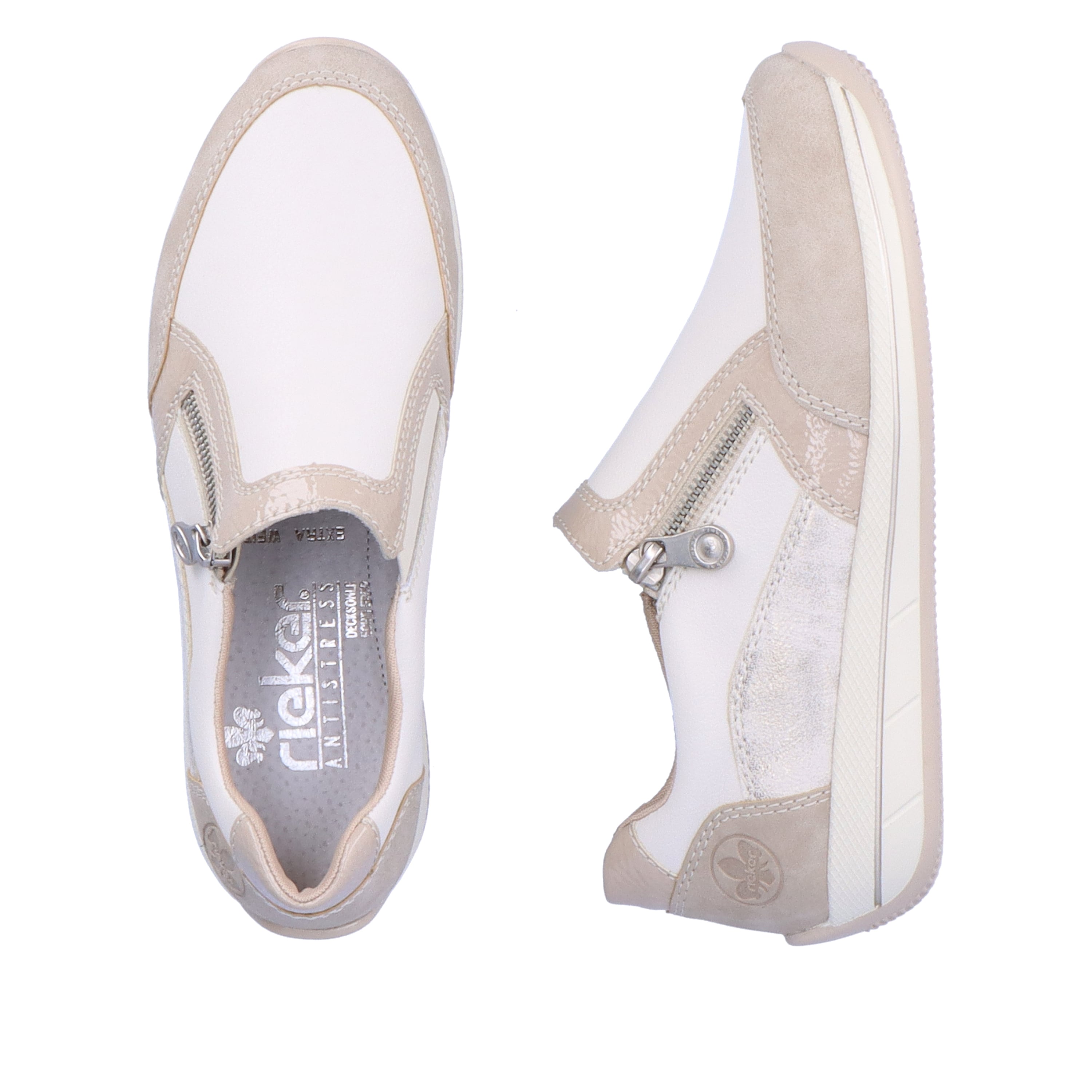 Rieker Damen Slipper cremeweiß