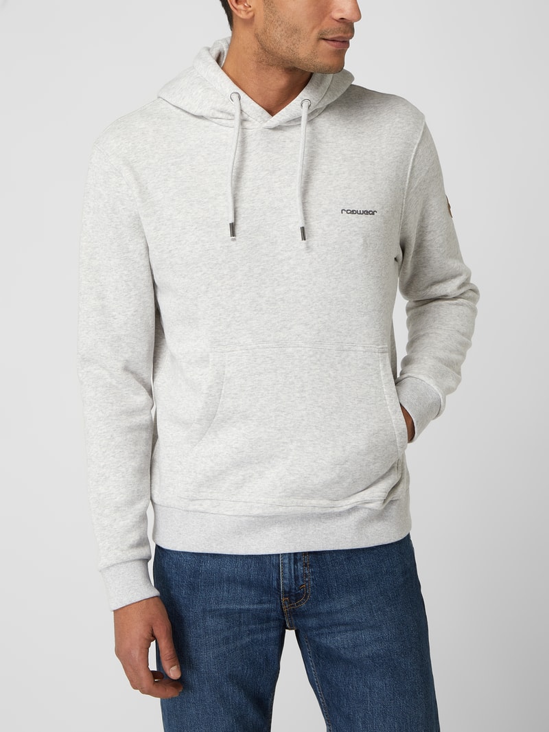 Hoodie mit Logo-Details Modell 'Kresy' in hellgrau meliert