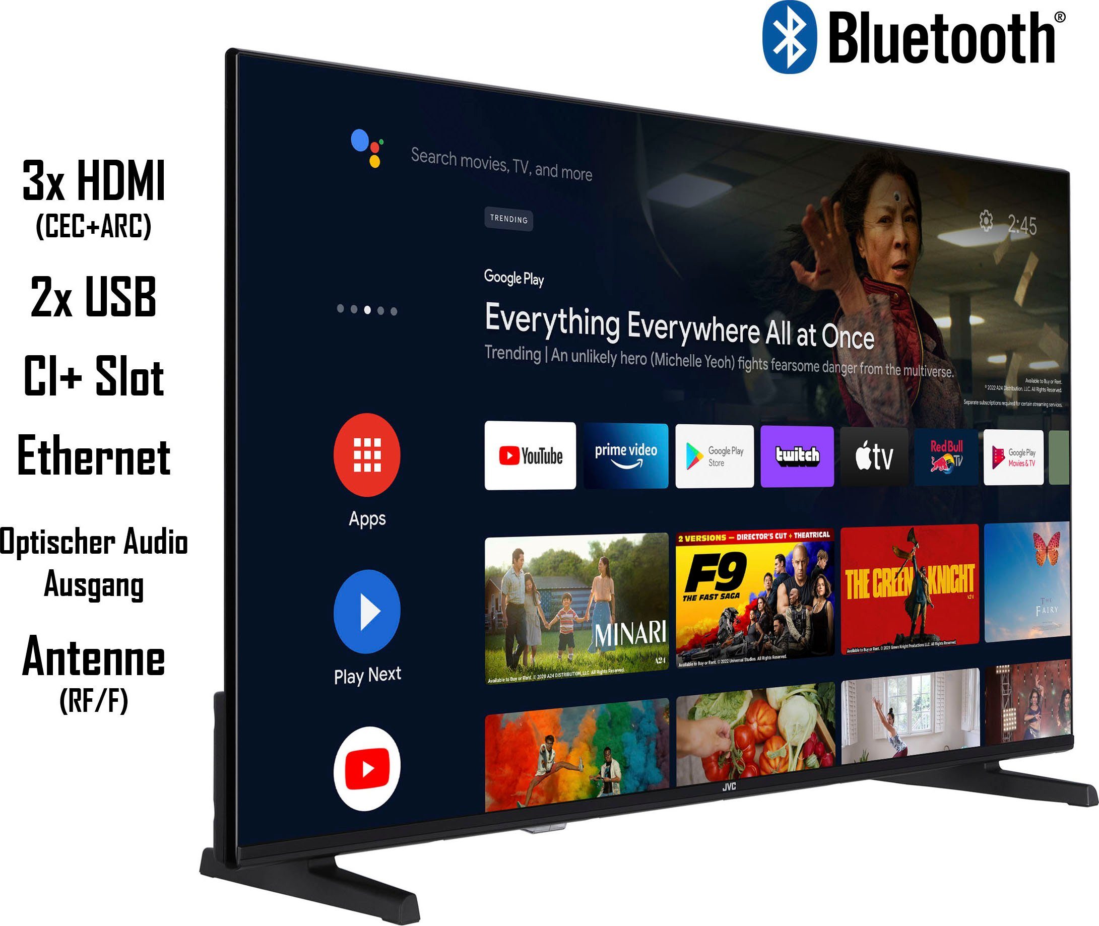 JVC LT-43VA3355 LED-Fernseher (108 cm/43 Zoll, 4K Ultra HD, Android TV, Smart-TV)