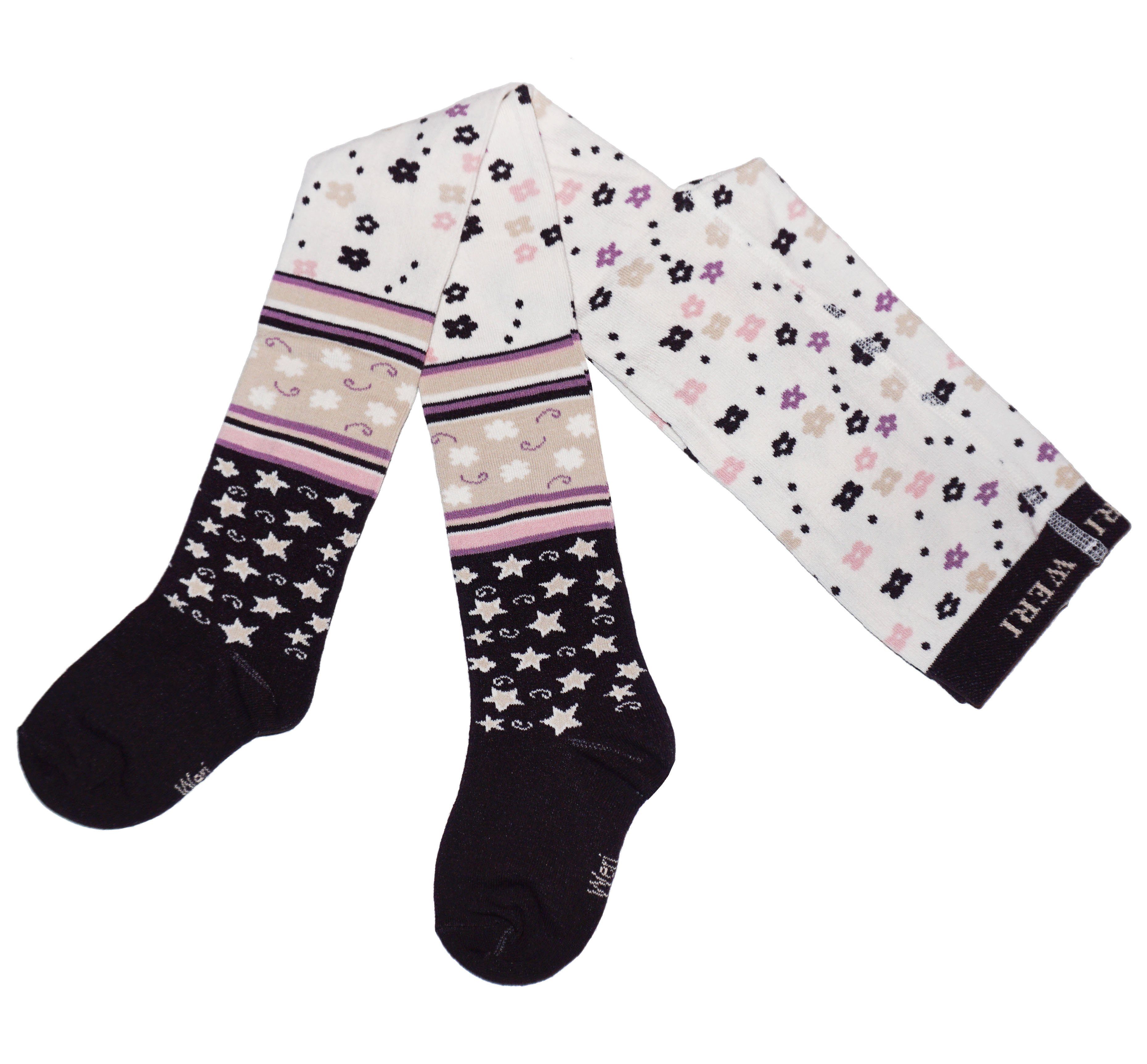 WERI SPEZIALS Strumpfhersteller GmbH Strickstrumpfhose Kinderstrumpfhosen für Mädchen >>Mustermix<< aus Baumwolle