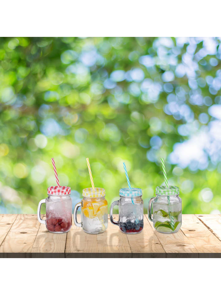 relaxdays 4 x Trinkglas in Transparent/ Bunt - 500 ml günstig kaufen onesize