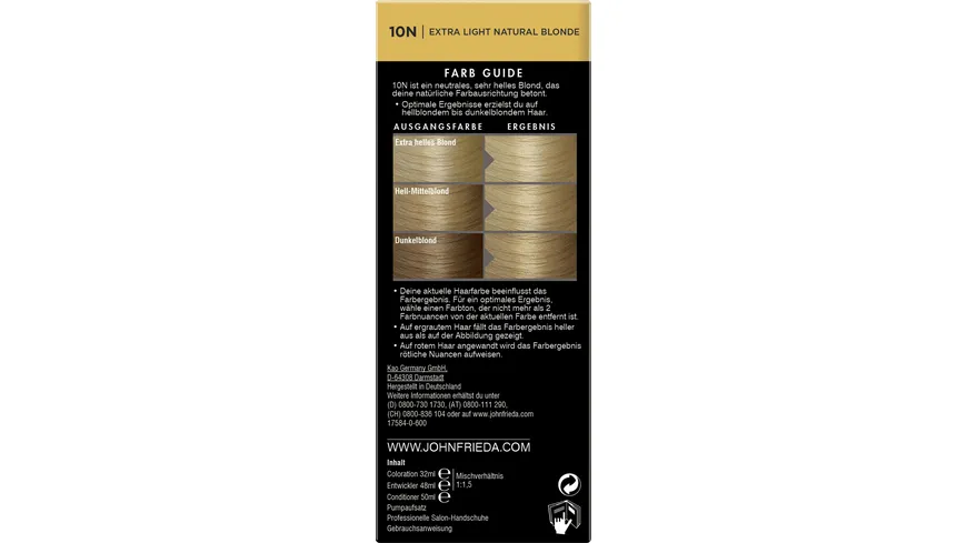 JOHN FRIEDA Precision Foam Colour 10N - extra light naturale blonde
