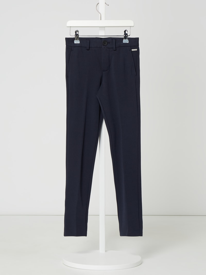 Slim Fit Chino aus Jersey Modell 'Marco' in marineblau