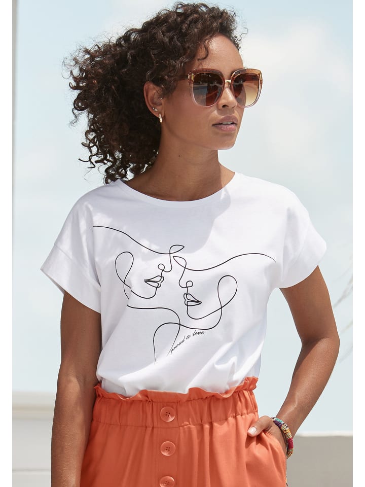 LASCANA Kurzarmshirt in weiß günstig kaufen