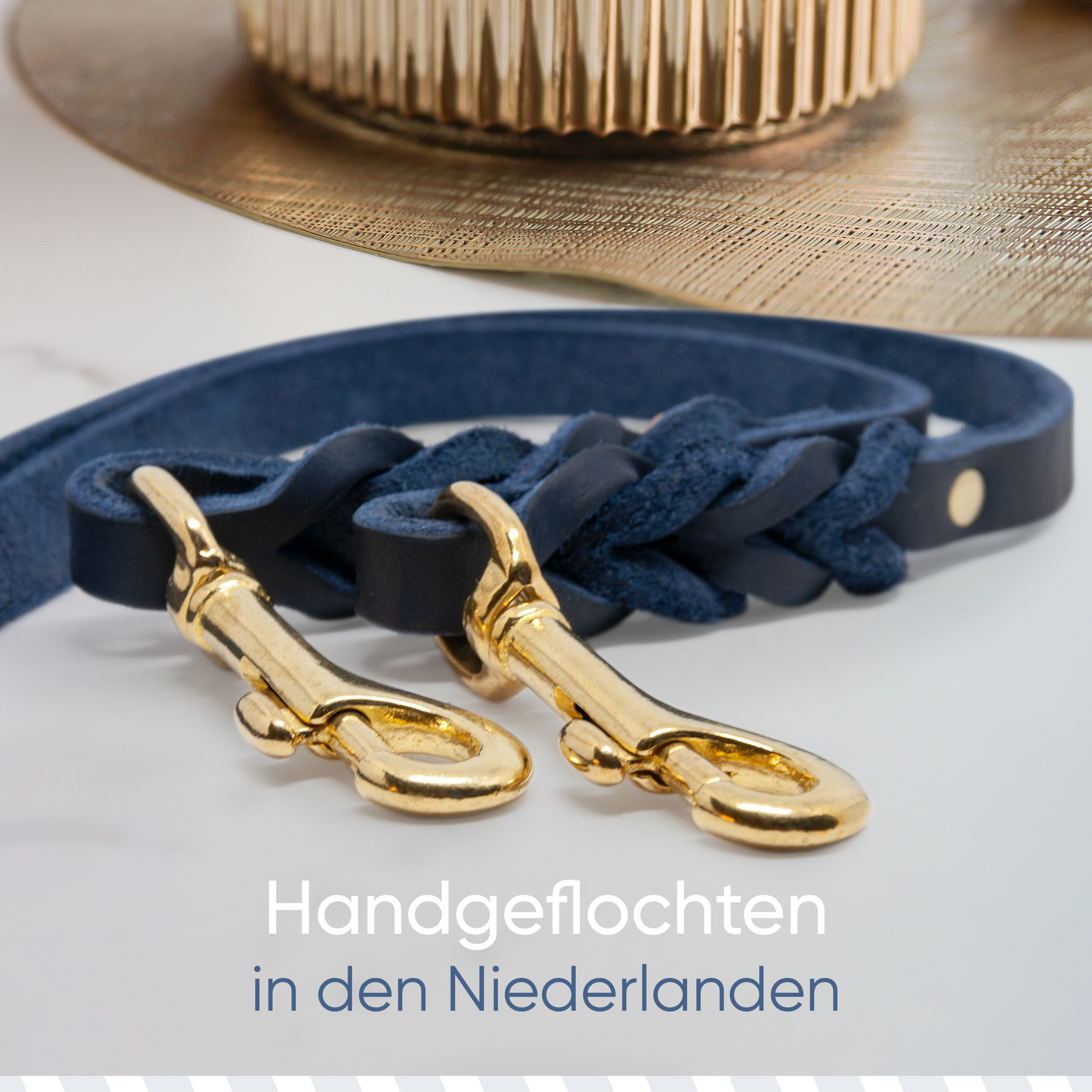 Freudentier Hundeleinen Freudentier Hundeleine aus Leder 2m, geflochten & 3-fach verstellbar königsblau 1,8 cm