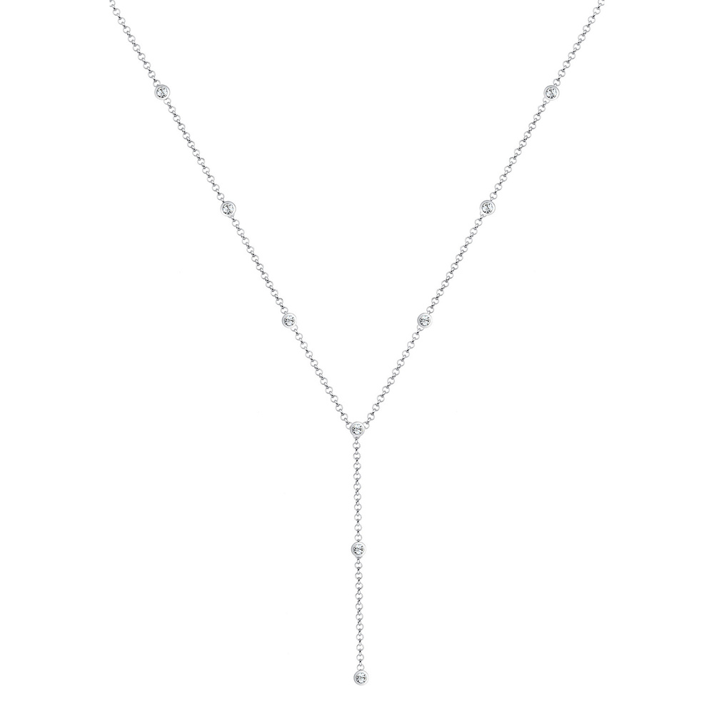 Elli Elli Collier Femmes Chaîne en Y Cercle Géo avec Cristaux en Argent Sterling 925 collier
