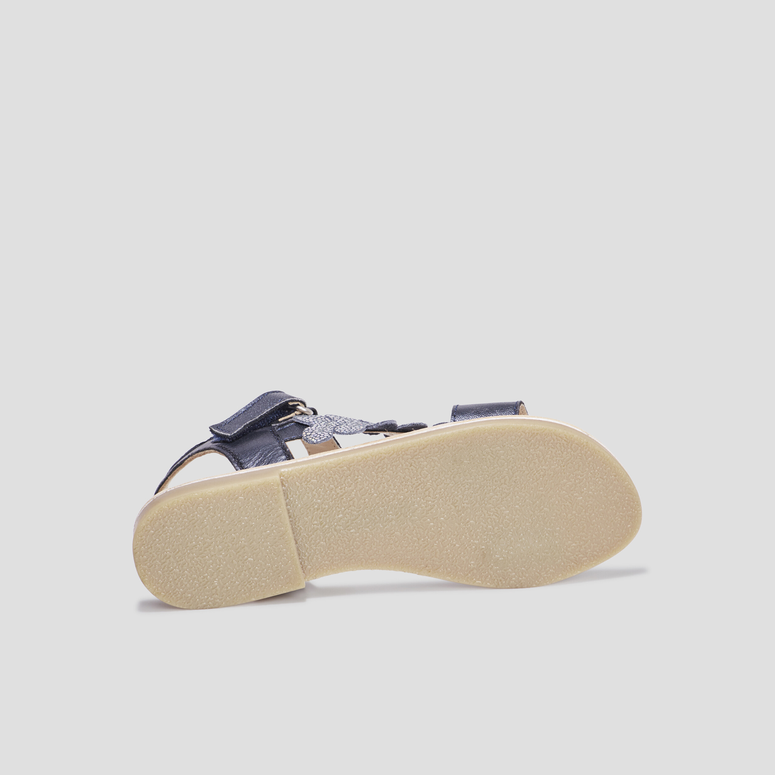 Sandales brides feuilles en cuir Creeks bleu fille | La Halle