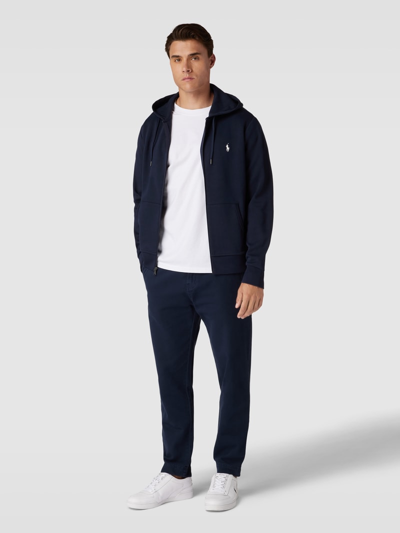 Sweatjacke mit Label-Stitching in marineblau