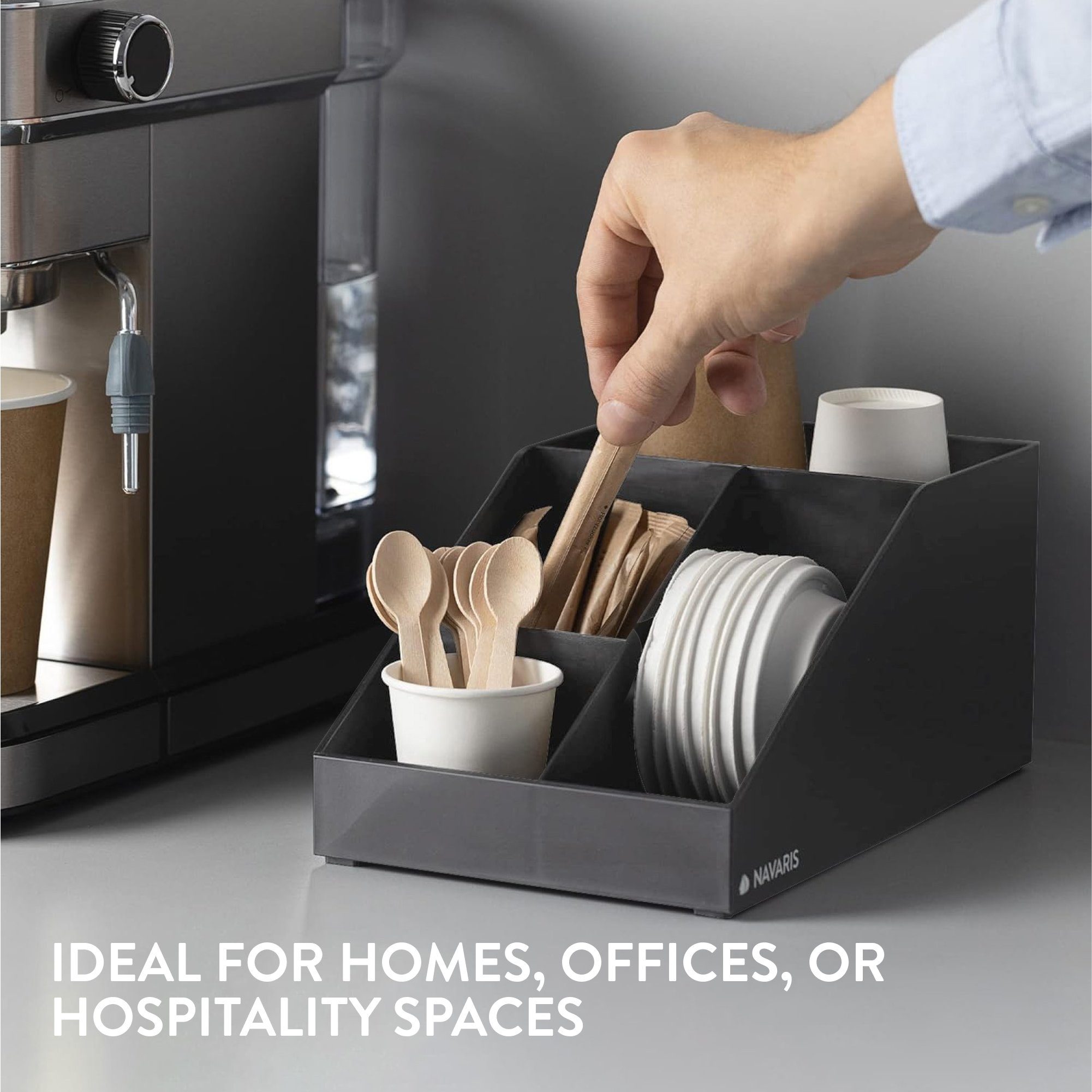 Navaris Kaffee- /Teestation Kaffee Spender Organizer - Aufbewahrung von Zubehör - Kaffeebar grau