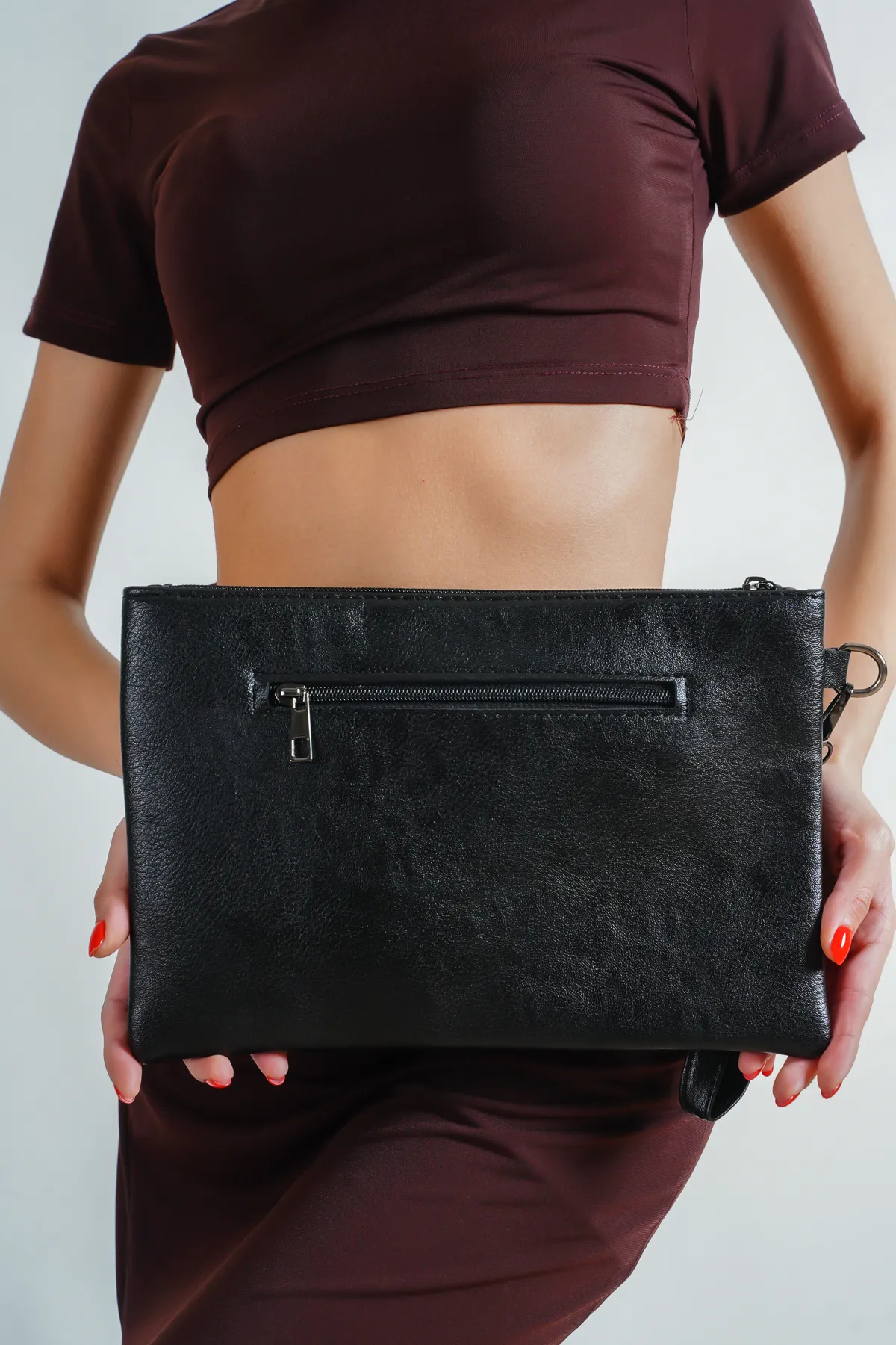 Capone Outfitters  Capone gestrickte gemusterte Paris 222 schwarze Damen-Clutch