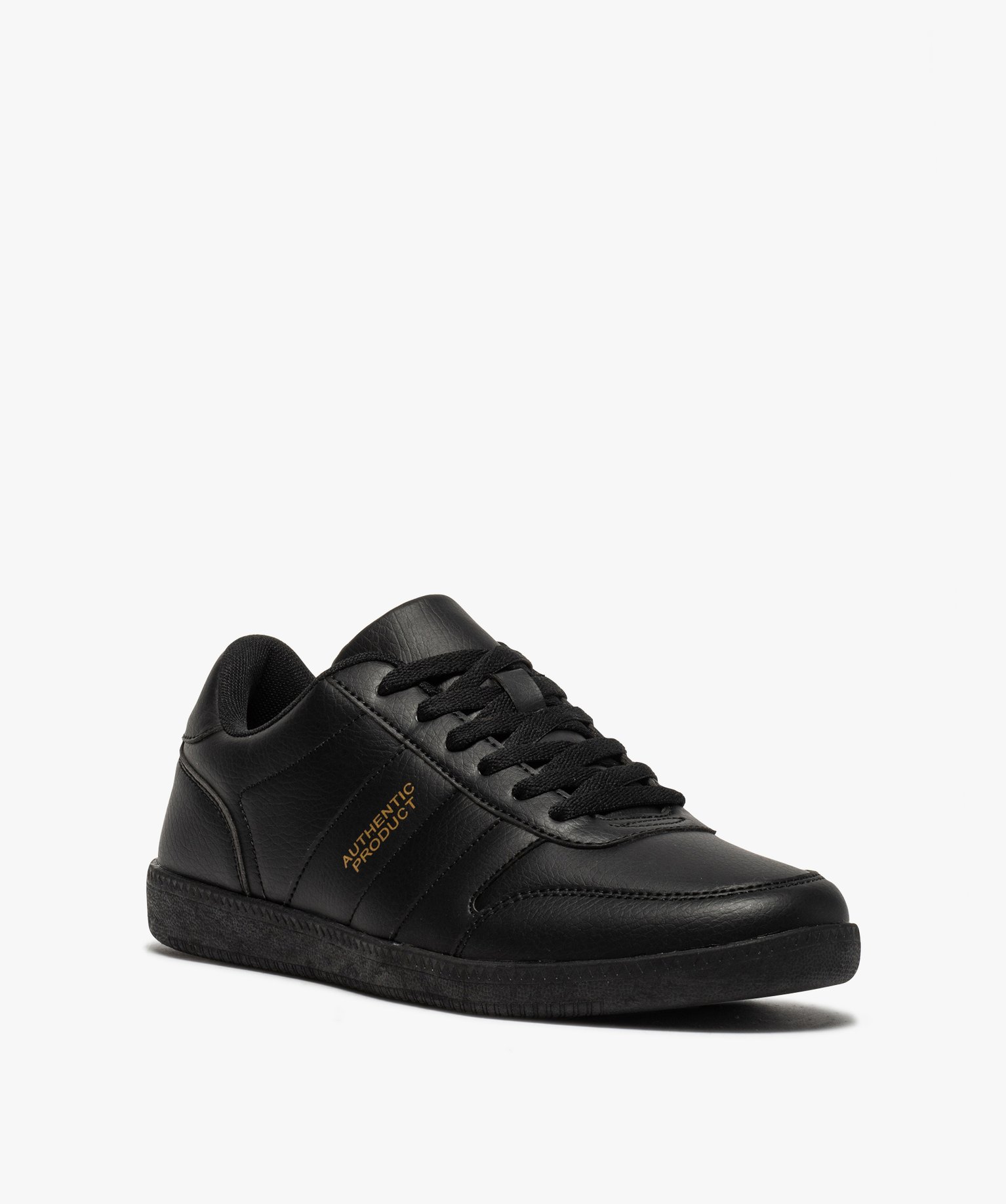 Baskets homme unies à lacets style rétro noir | GEMO