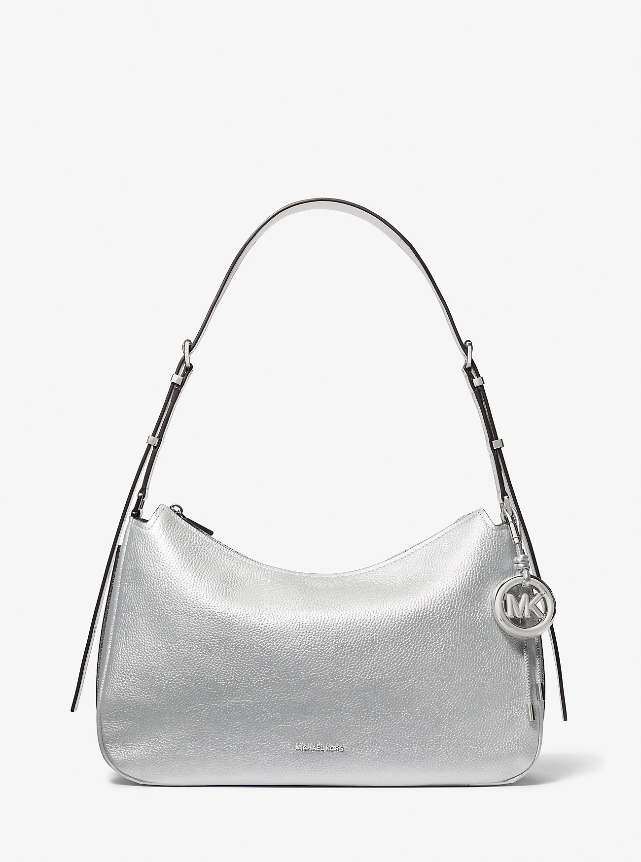 Borsa a tracolla convertibile Nolita Medium in pelle martellata metallizzata - ARGENTO