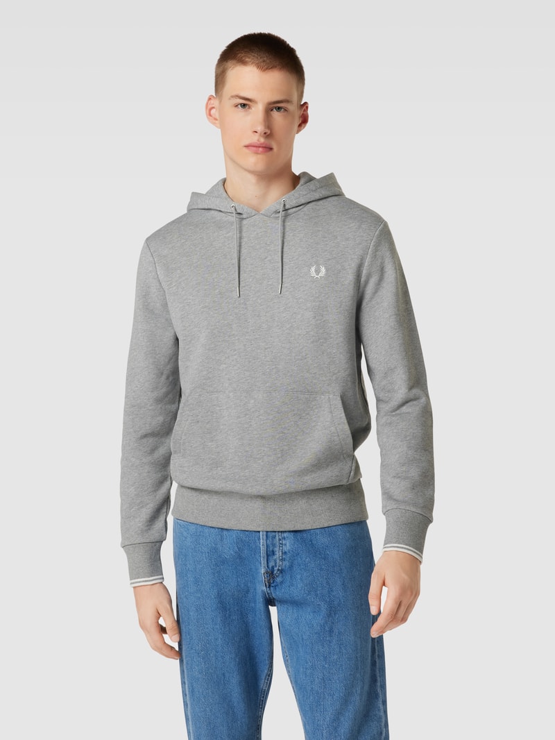 Hoodie mit Logo-Stitching Modell 'Tipped' in hellgrau meliert