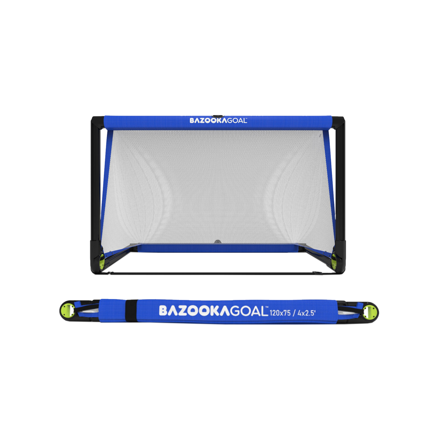 Bazookagoal Teleskoptor | 120x75 cm Blau Weiss | Funino Fußball Minitor