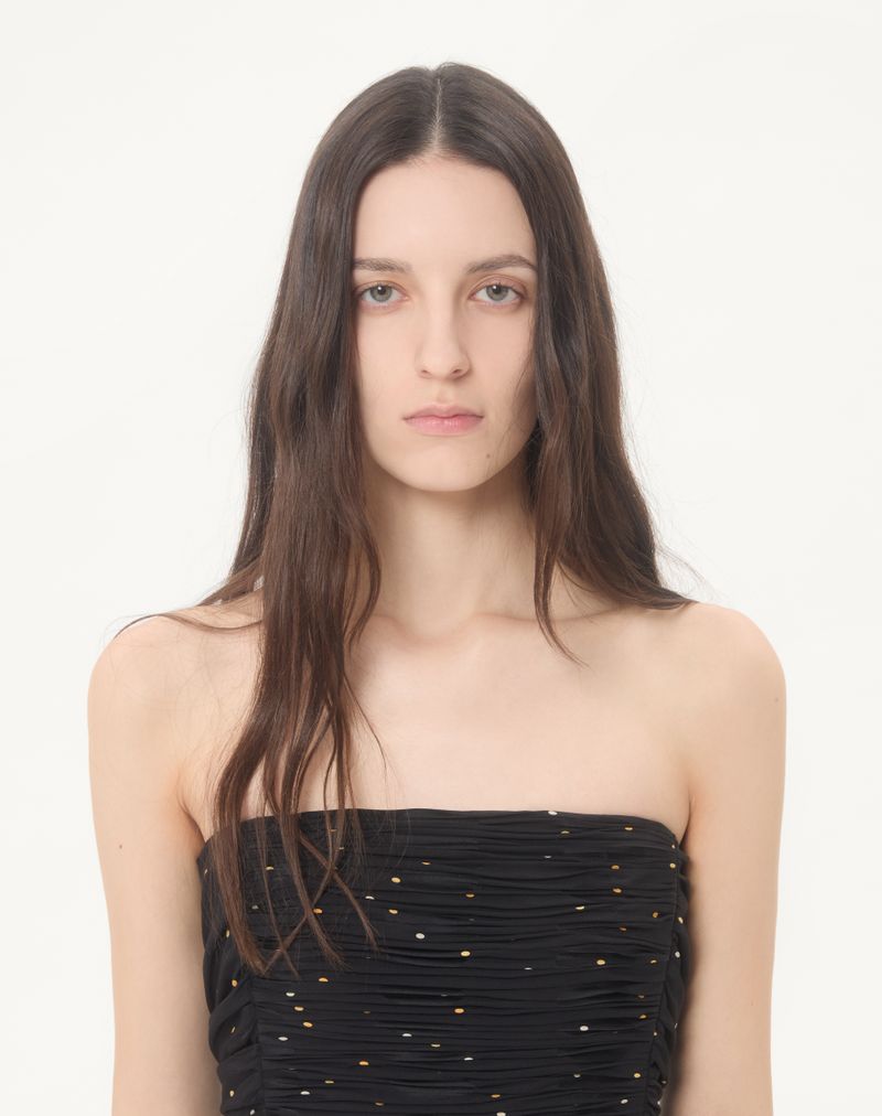 Robe Longue En Crêpe De Chine Jacquard Après L'Hiver Lilium