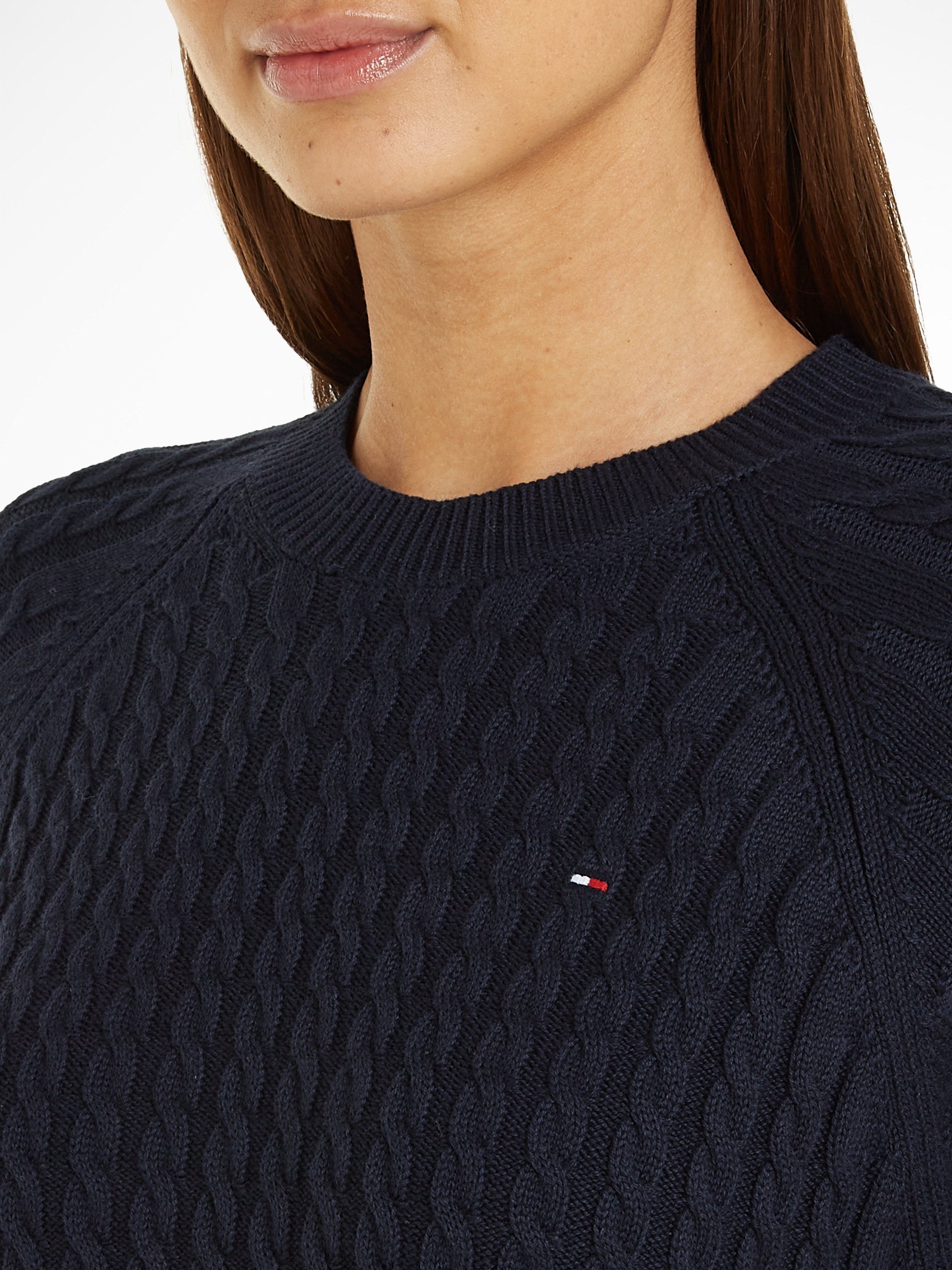 Tommy Hilfiger Rundhalspullover CO CABLE C-NK SWEATER mit Zopfmuster