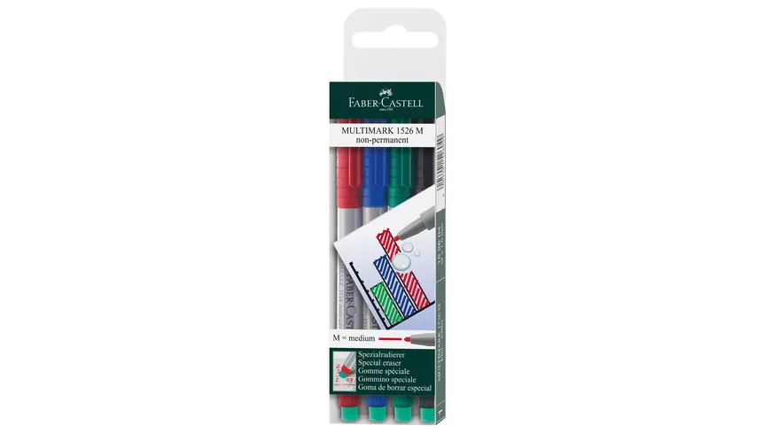FABER-CASTELL Folienstift Multi 4er-Etui medium wasserlöslich