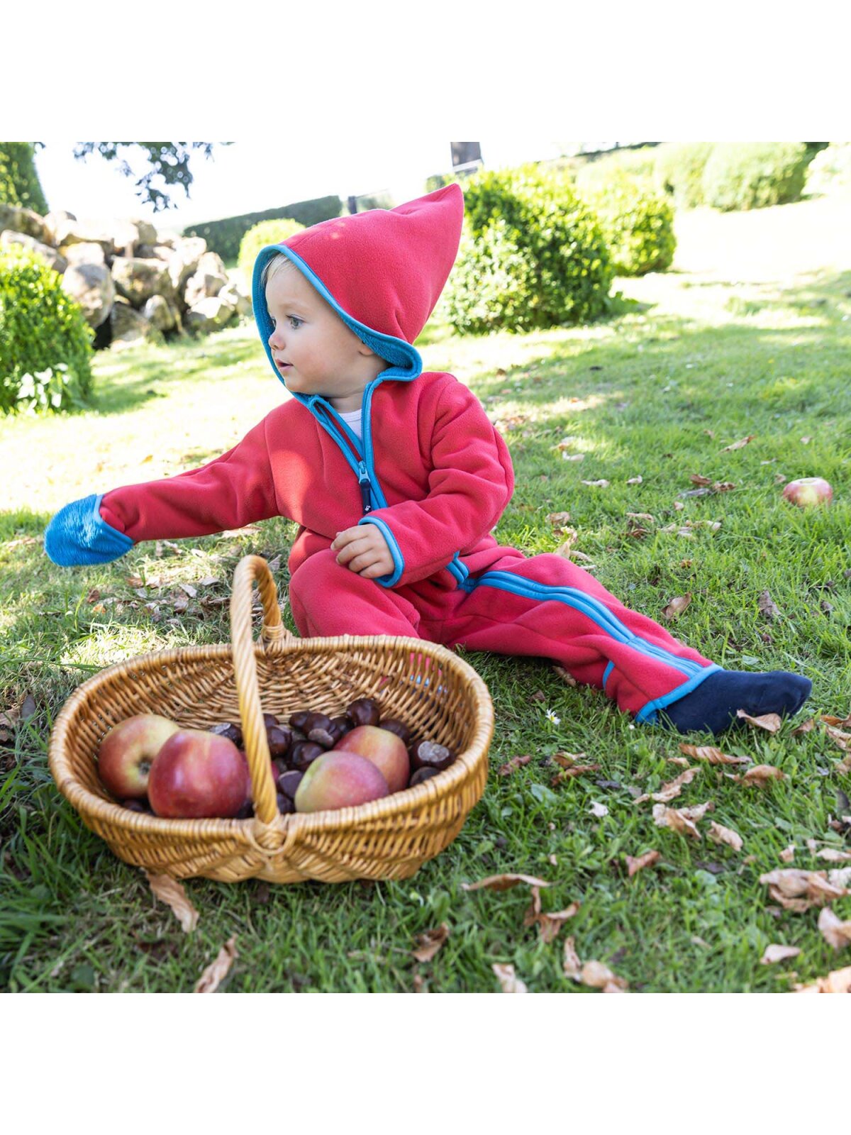 Kuschelfleece Overall, tomatenrot