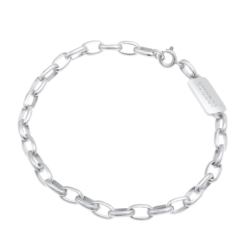 KUZZOI KUZZOI Bracelet Chaîne maille forçat ovale solide de base en 925/1000 argent mass Bracelet