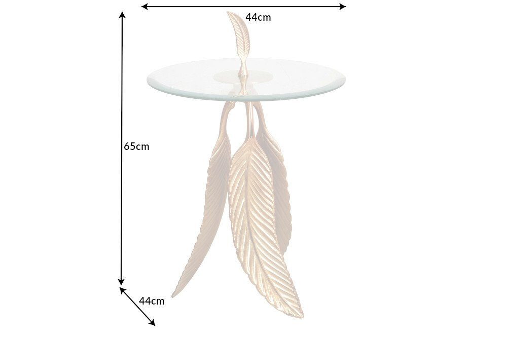 riess-ambiente Beistelltisch FEATHER 65cm gold (Einzelartikel, 1-St), Wohnzimmer · Glas · Metall · rund · Handarbeit · Modern Design