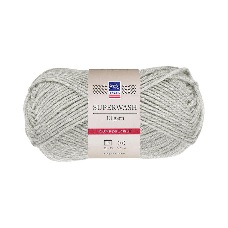 Trysil Superwash ullgarn 100% ren ny ull, lys grå