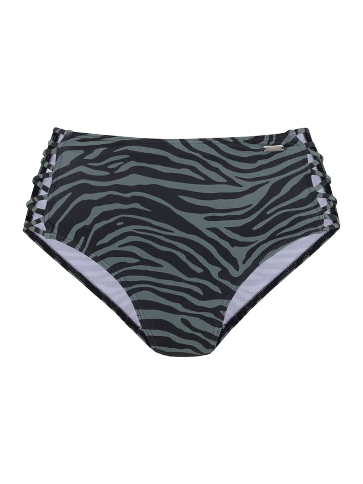 Venice Beach Highwaist-Bikini-Hose in schwarz-oliv günstig kaufen