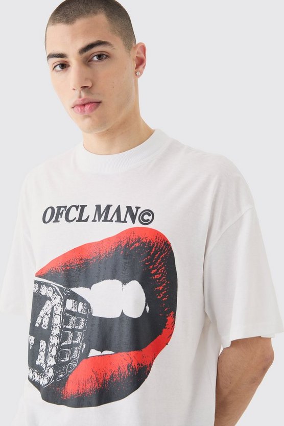Oversize T-Shirt mit Odcl Lippen Print