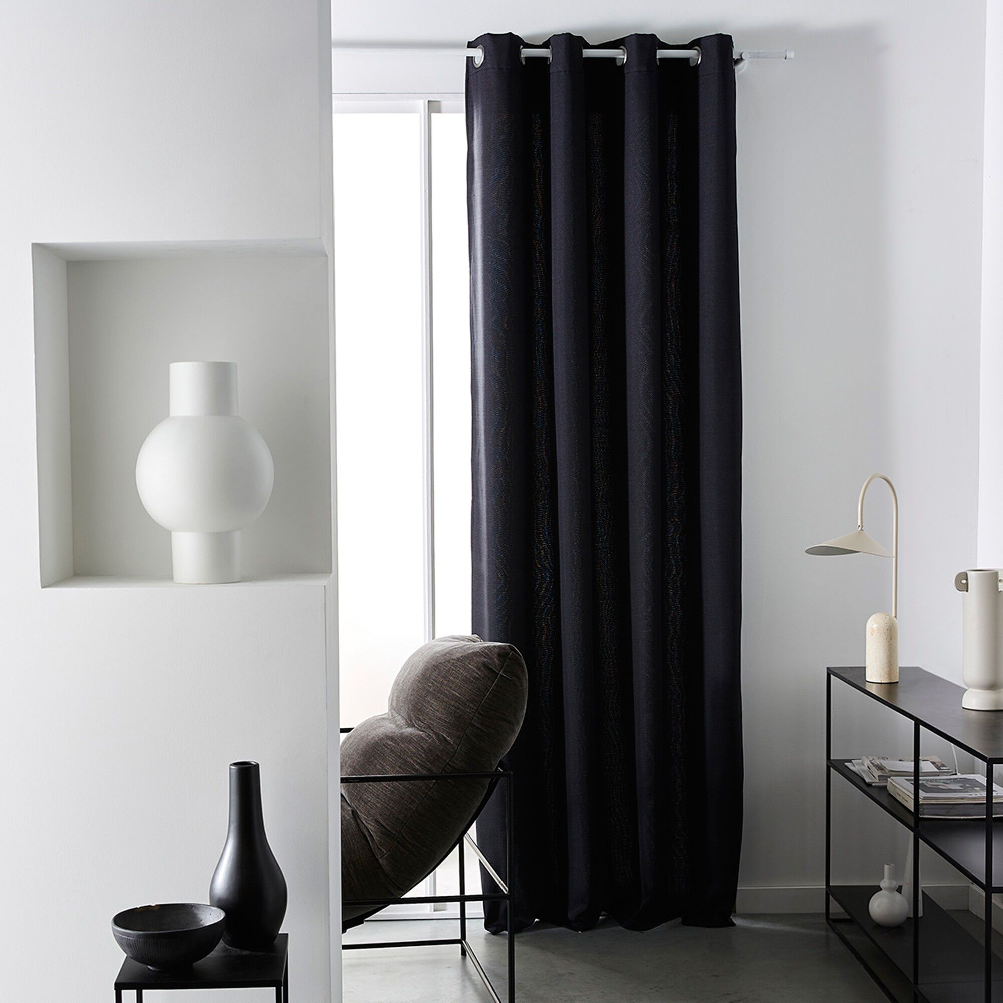 Rideau isolant effet chambray finition oeillets