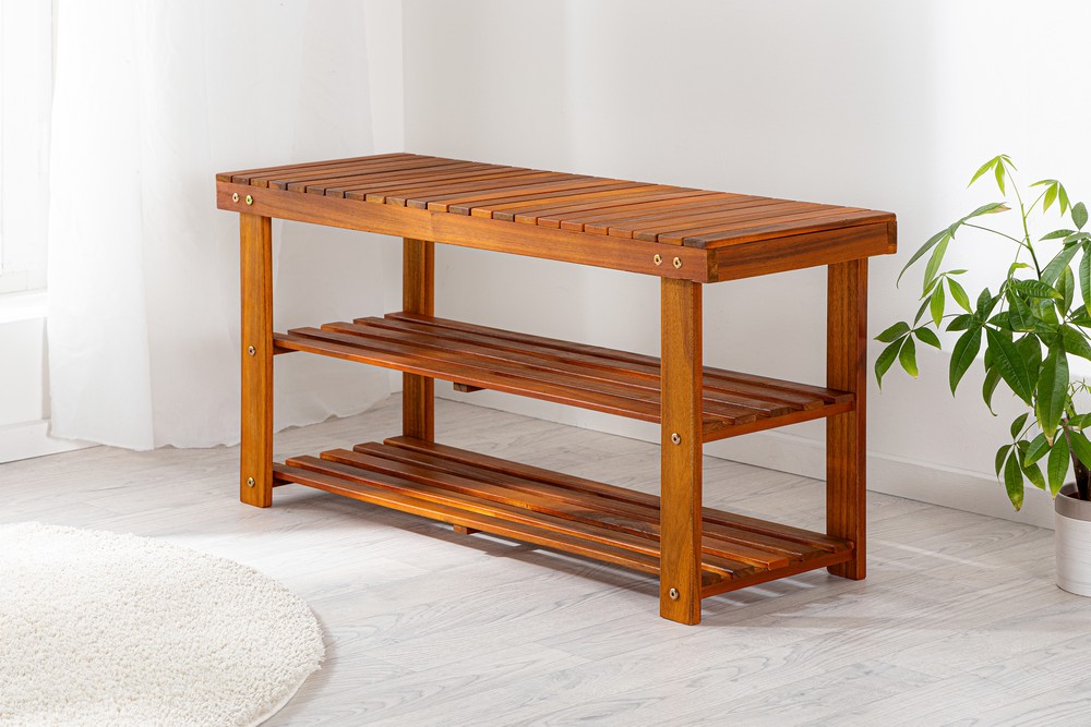 HC Garten & Freizeit Universal-/Schuhregal Akazienholz 32 x 90 x 45 cm