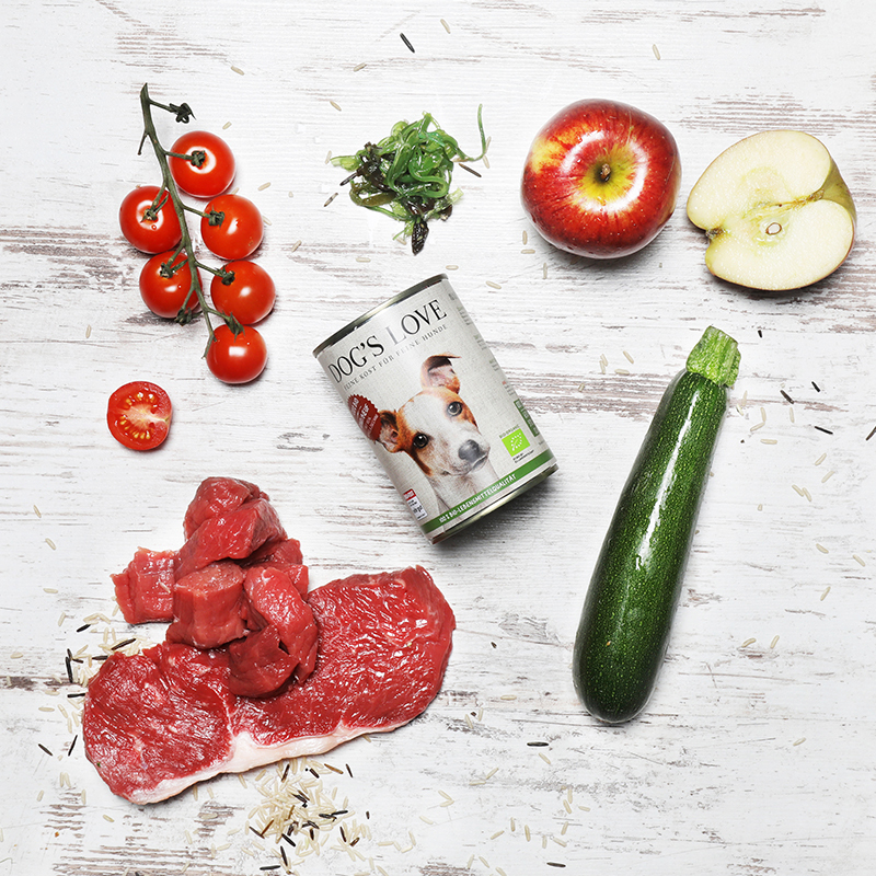 DOG'S LOVE Hundenassfutter DOG'S LOVE BIO 6x800g Rind mit Reis, Apfel & Zucchini