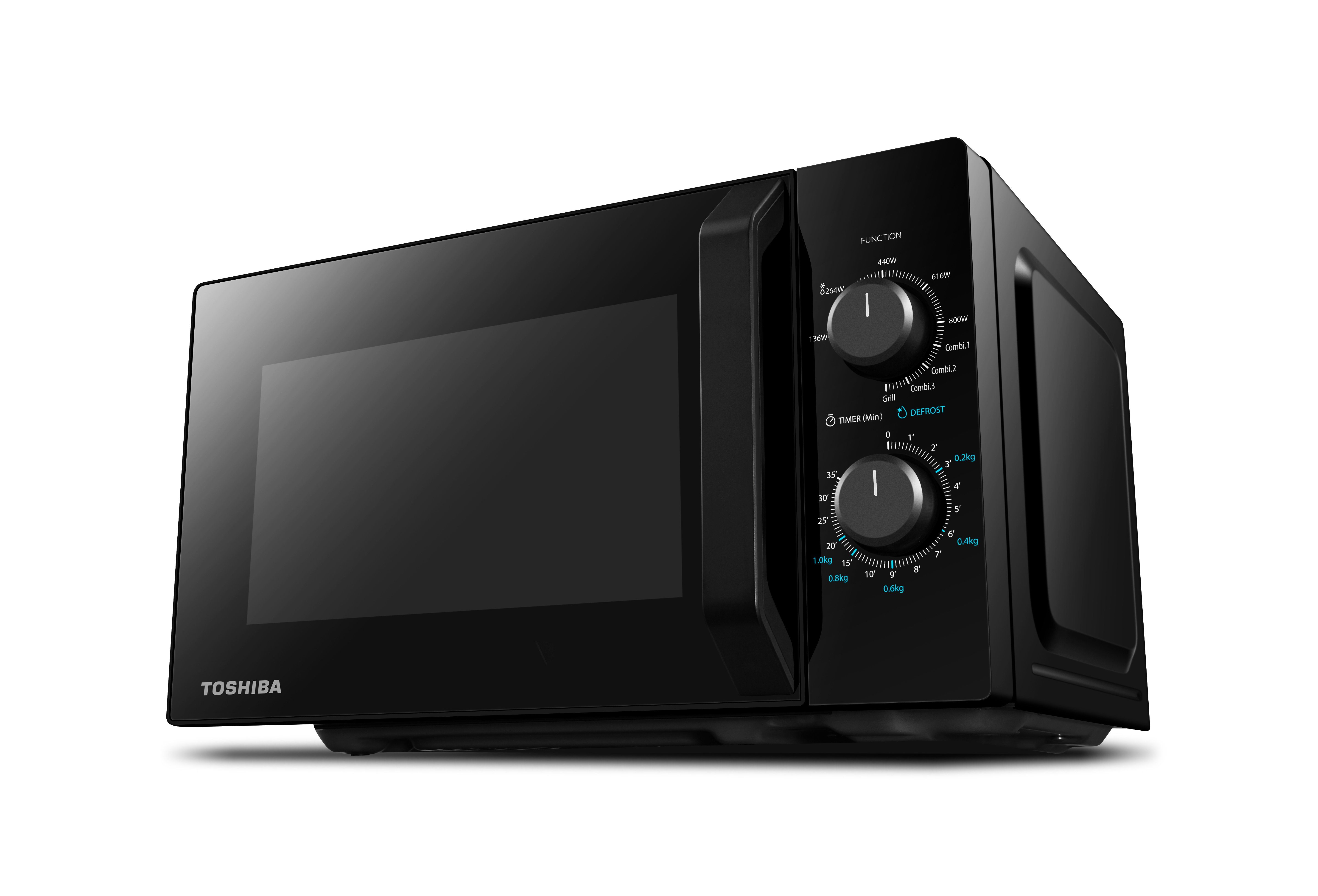 Toshiba Mikrowelle MW2-MG20PF(BK)/GE, Grill&Kombigarfunktion, 20,00 l, 5 Leistungsstufen, 1000 W Grillleistung, Schwarz