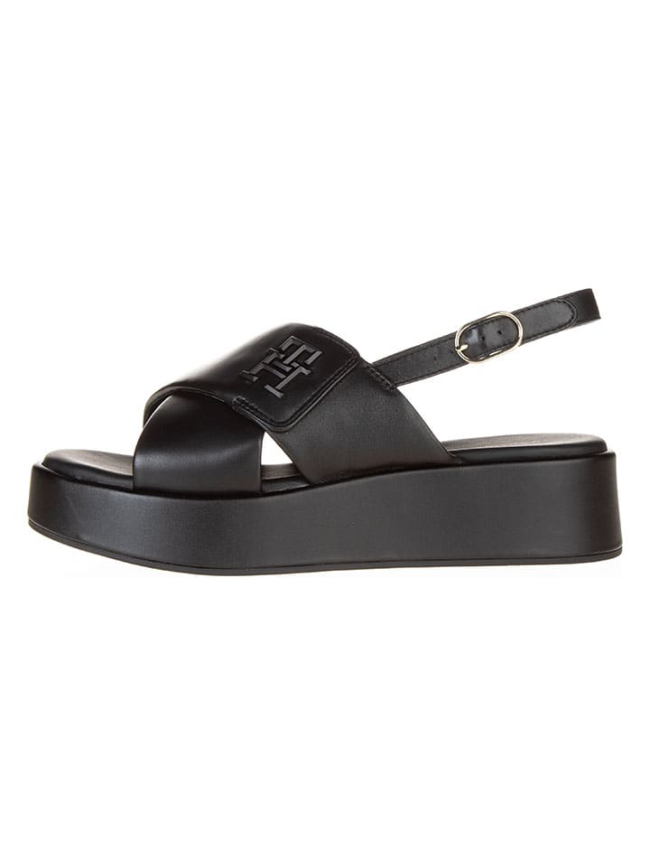 Tommy Hilfiger Shoes Leer-Sandaletten in Schwarz günstig kaufen