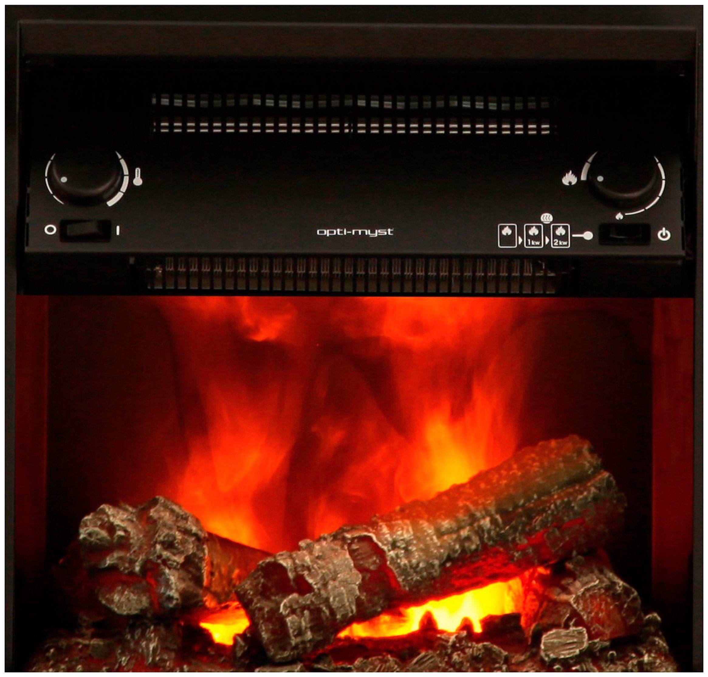 Albero Elektrokamin Georgia, Eckkamin mit Heizung, 1000/2000 W, 3D Flammeffekt, Fernbedienung
