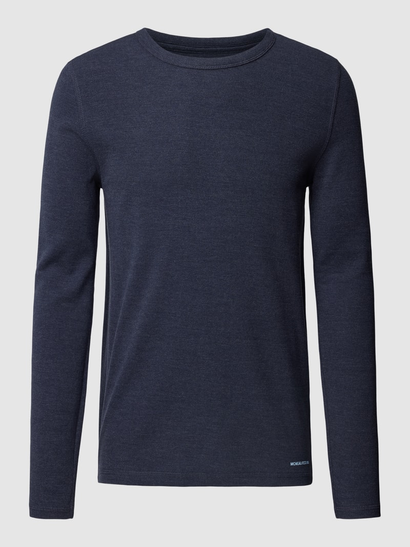 Longsleeve mit Label-Print in dunkelblau meliert