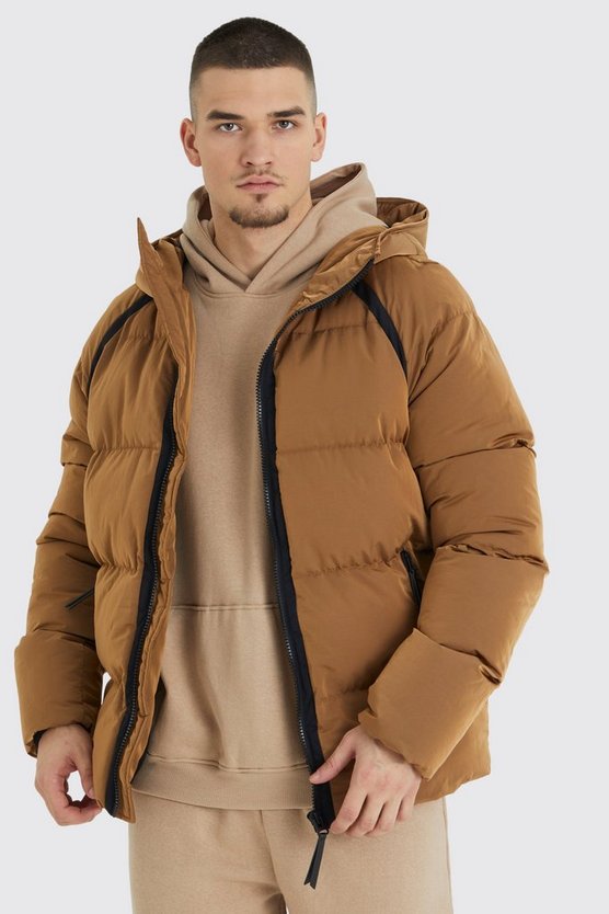 Tall Steppjacke in Knitteroptik mit Kapuze