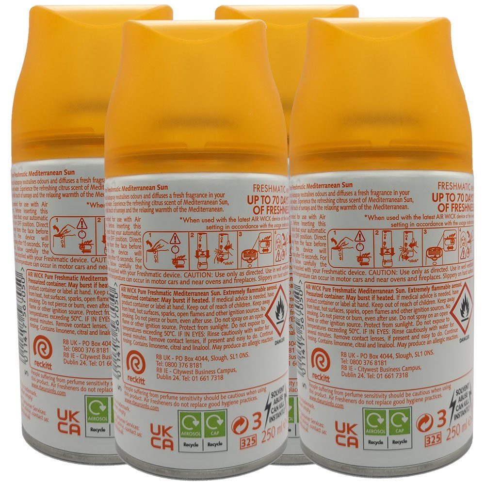 Air Wick Raumduft Mediterranean Sun / Mittelmeer Sonne (4-St), Airwick Freshmatic Nachfüller Pure