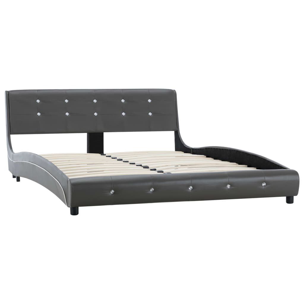 vidaXL Bett Bett mit Memory-Schaum-Matratze Grau Kunstleder 140x200cm