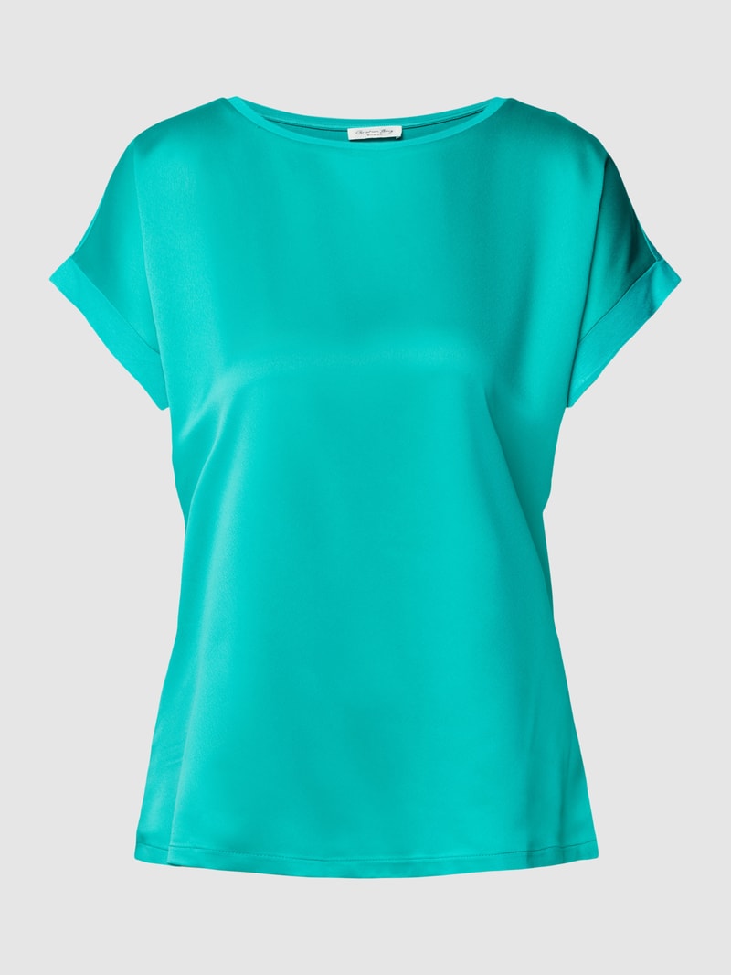 T-Shirt in Satin-Optik in türkis